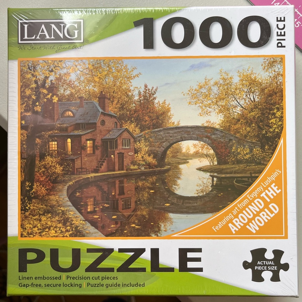 1000 Piece Lang Puzzle "House By The River" Brand New in Sealed Box